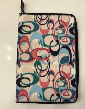 Coach Poppy Ikat Multicolor Signature Zip-Around Folio Tablet/Ereader Case 9x6